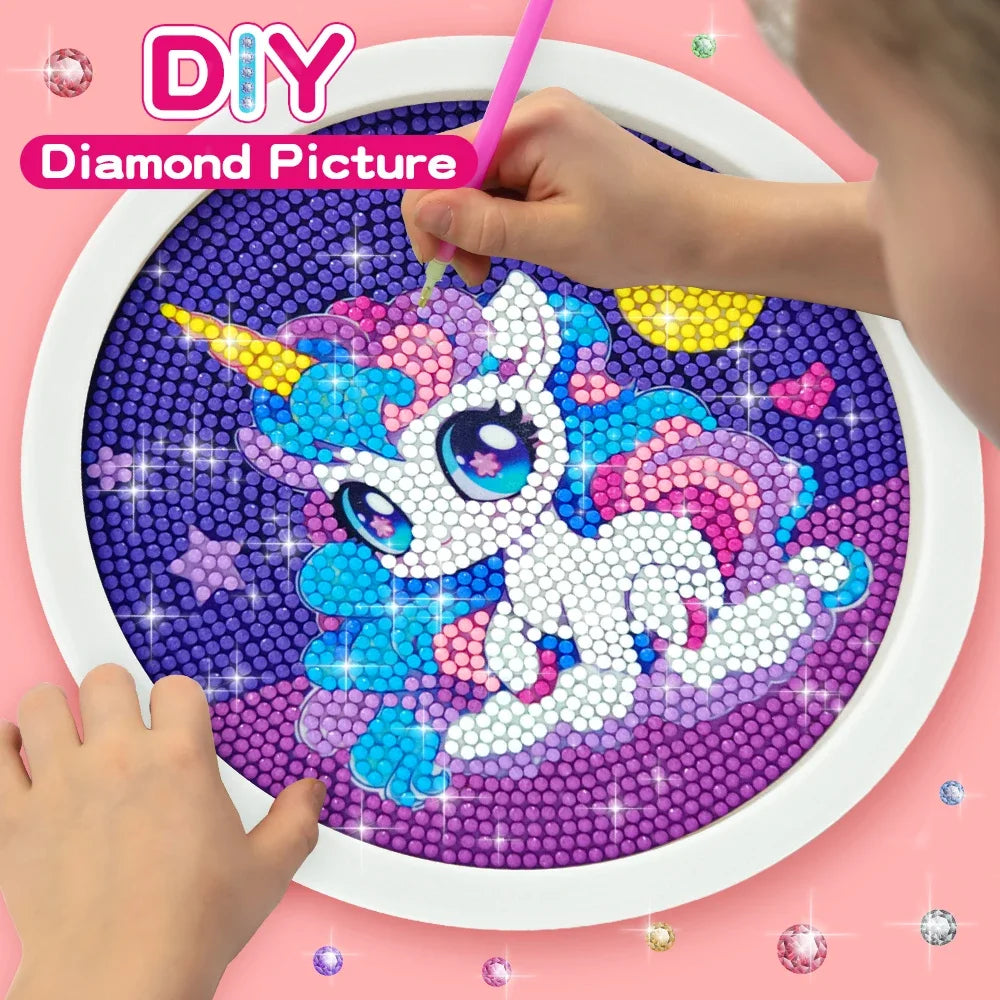 Unicorn Diamond Painting Kit with Round Frame