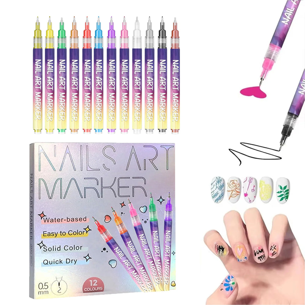 Nail Art Pens — Fine & Rounded Tip Duo