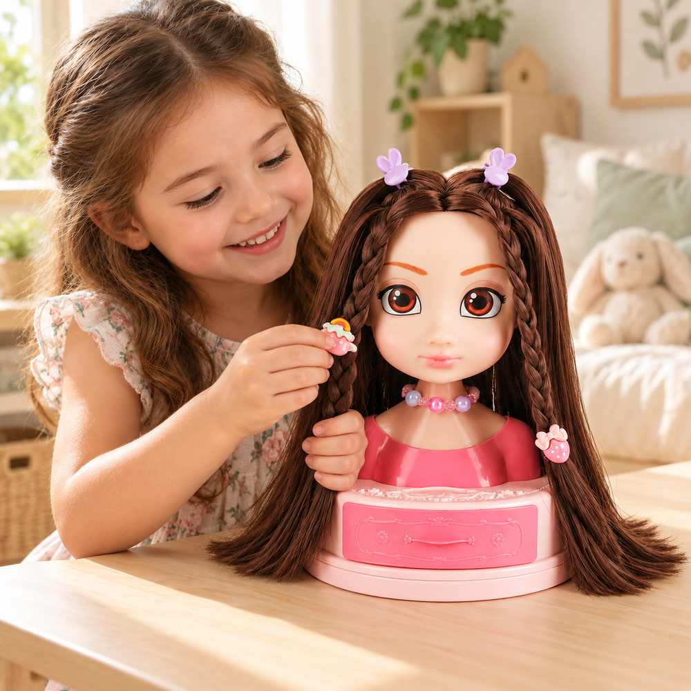 Doll Styling Head with Hair Accessories