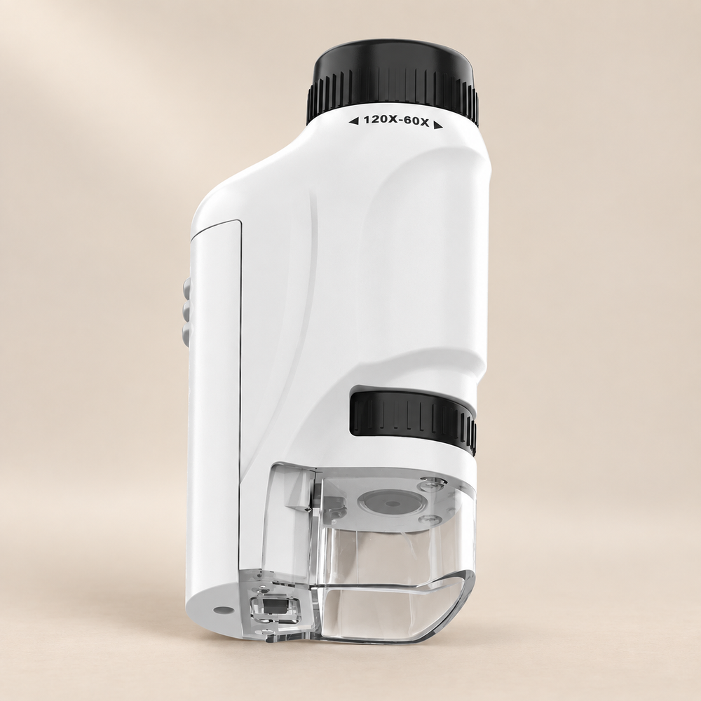 LED Pocket Microscope with Up to 120x Magnification