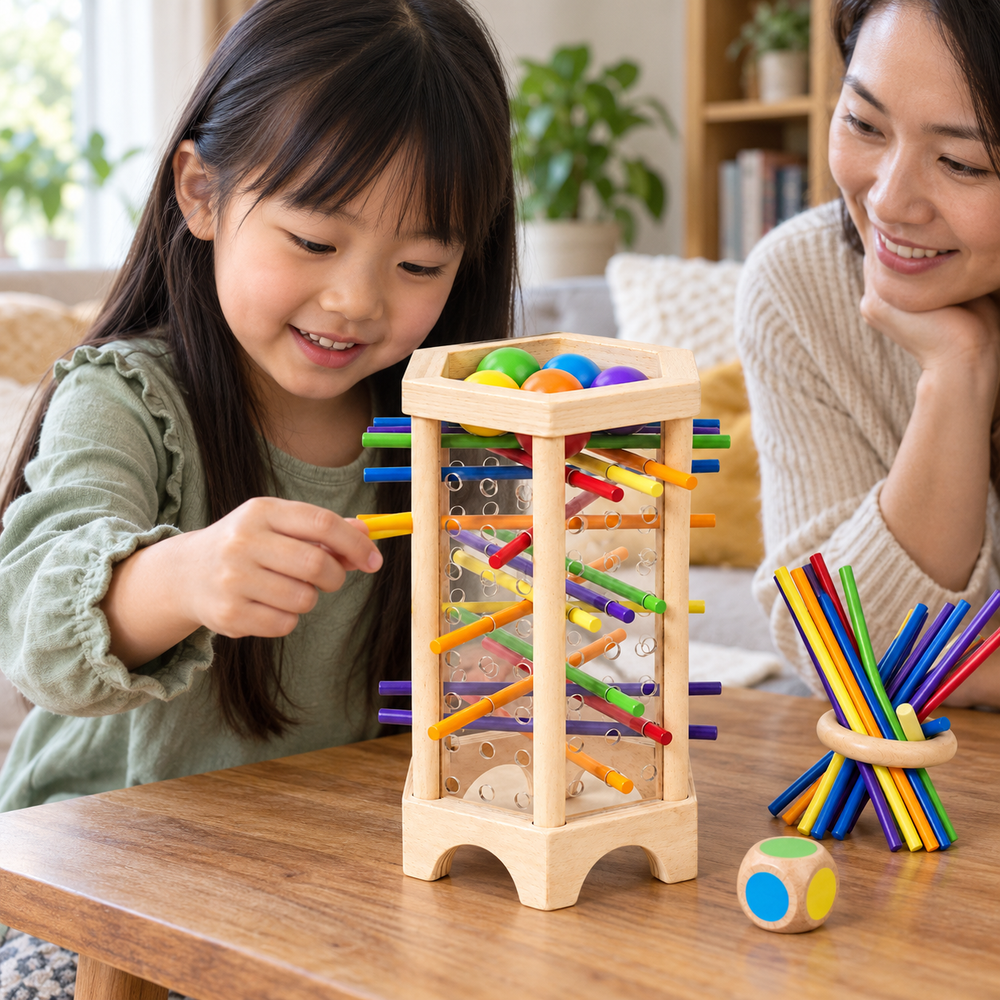 Wooden Tower and Balance Sticks Game