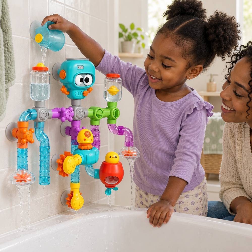 Bath Water Track Toy with Build-and-Pour Play