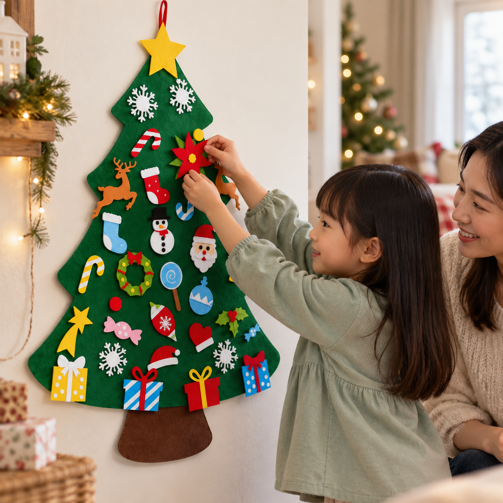 Felt Christmas Tree with Removable Decorations