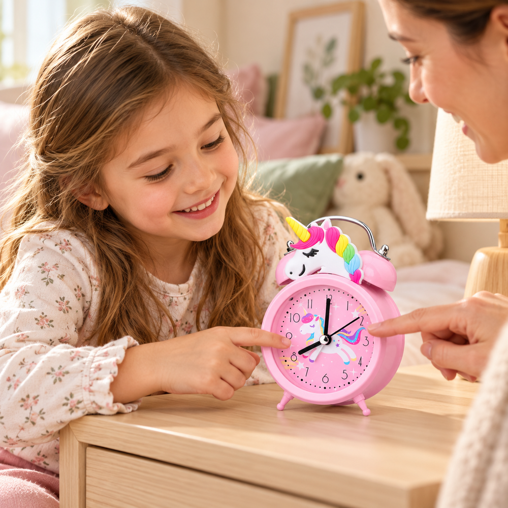 Pink Unicorn Alarm Clock for Kids