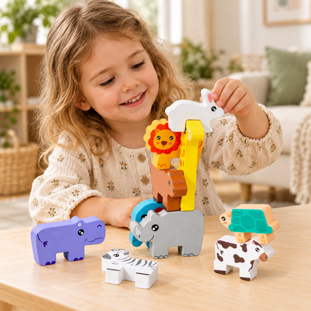 Wooden Animal Stacking Game