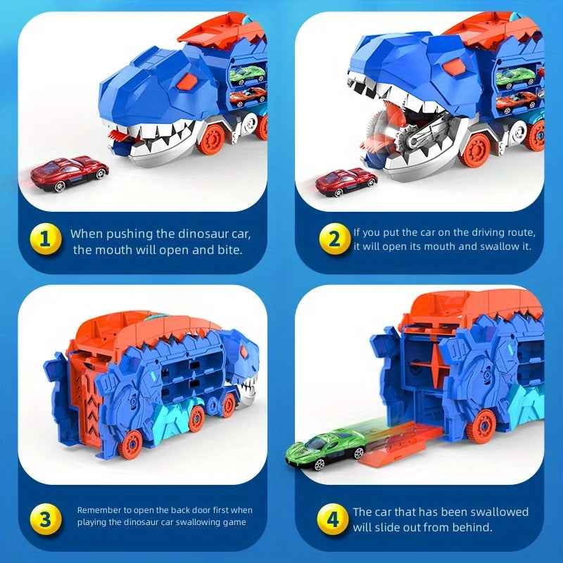 Dinosaur Truck & Car Transporter with Race Track