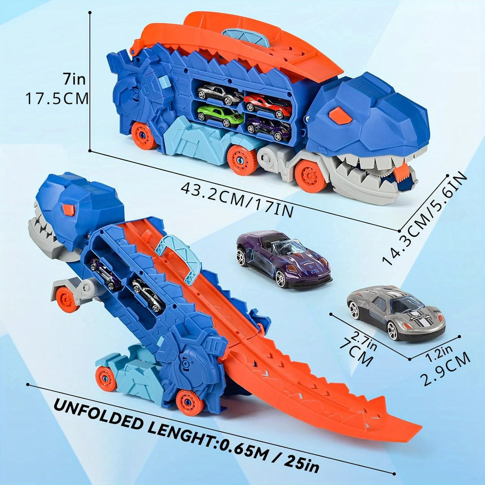 Dinosaur Truck & Car Transporter with Race Track