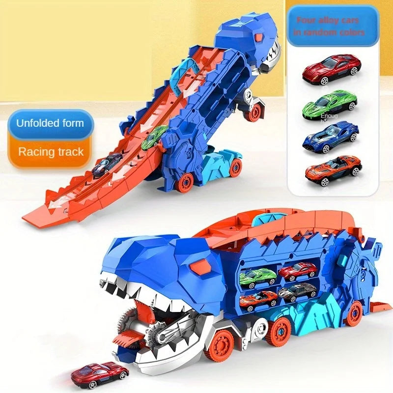 Dinosaur Truck & Car Transporter with Race Track