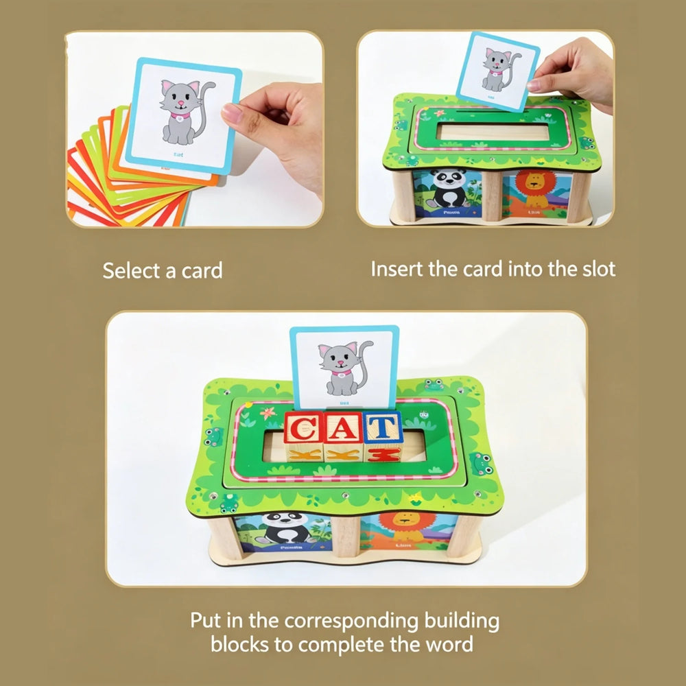 Wooden Spelling Game & Picture Word Box