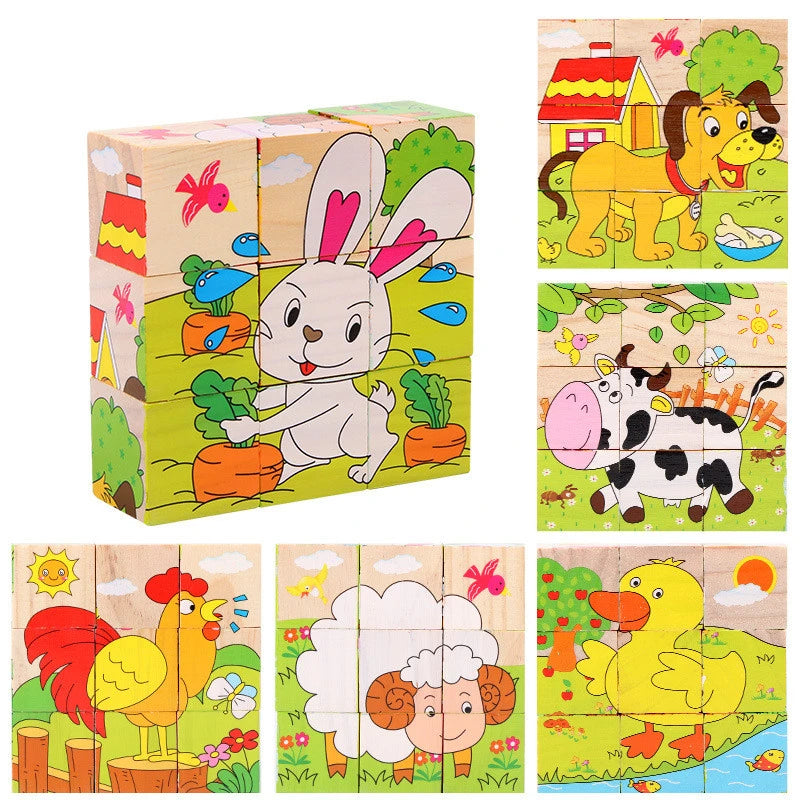 Wooden Cube Puzzle – 6 Pictures & 9 Themes