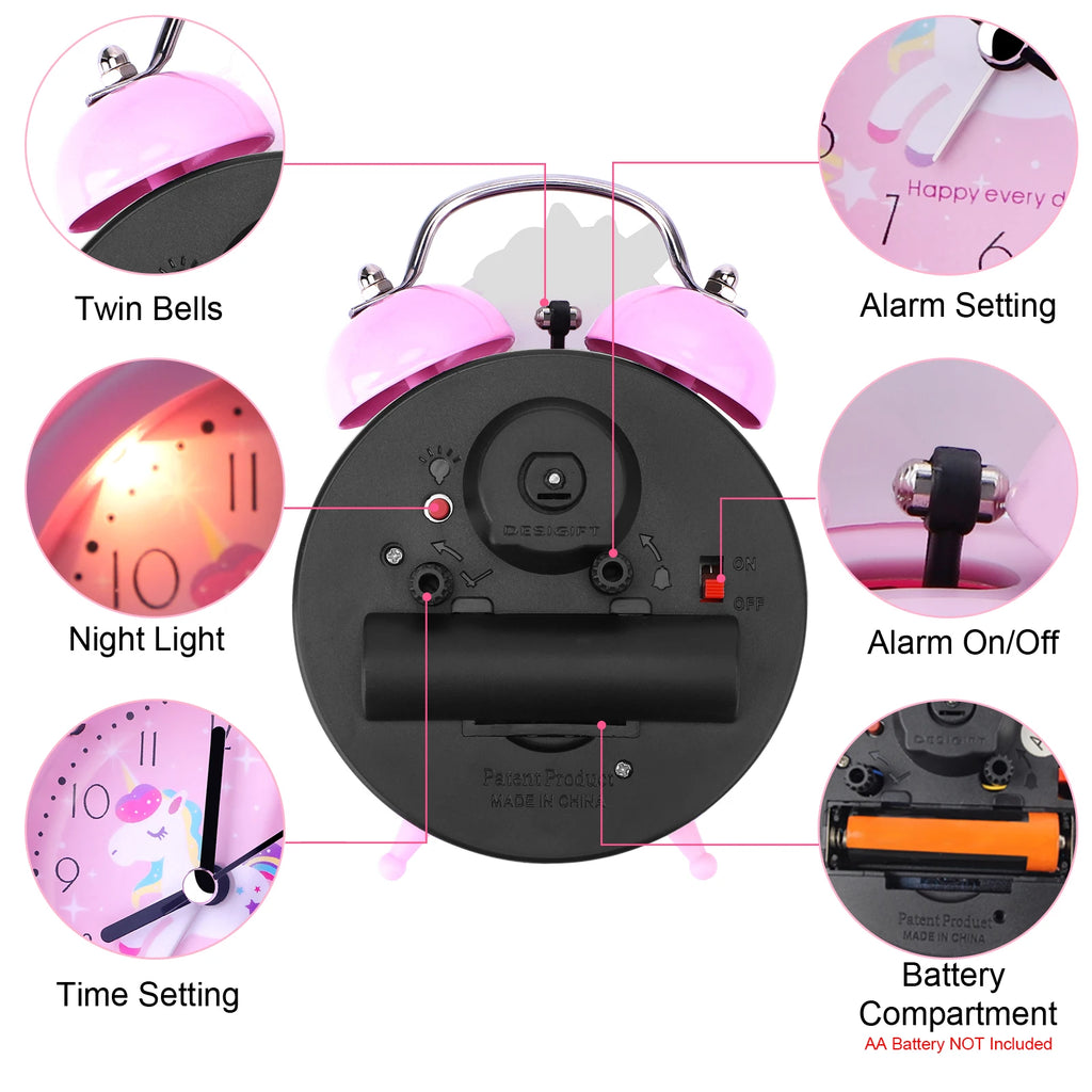 Pink Unicorn Alarm Clock for Kids, additional product view 2