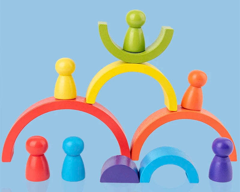Wooden Rainbow Stacker with Peg People, additional product view 2