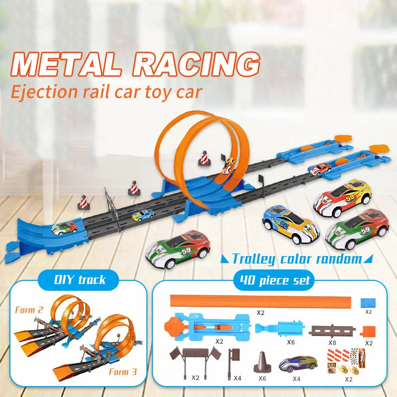 Double-Loop Racing Track — 40-Piece Set — Pivoli Toys — product image 9