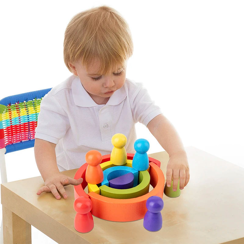 Wooden Rainbow Stacker with Peg People, additional product view 1