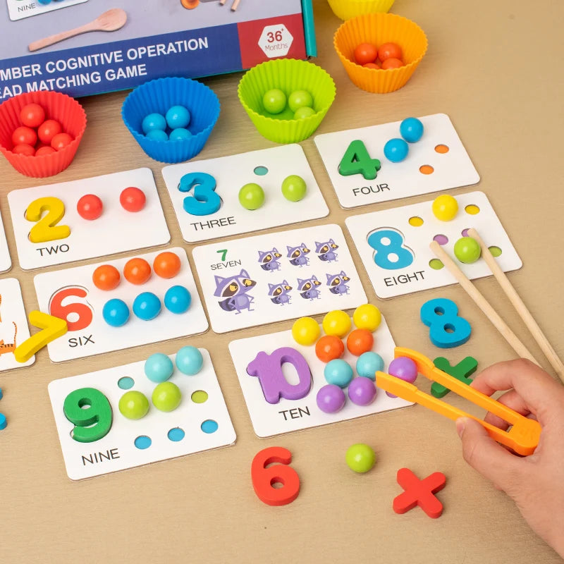 Colour Sorting Toy – Wooden Beads & Bowls