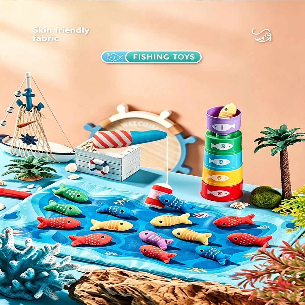 Fabric Fishing Game with Ocean Play Mat