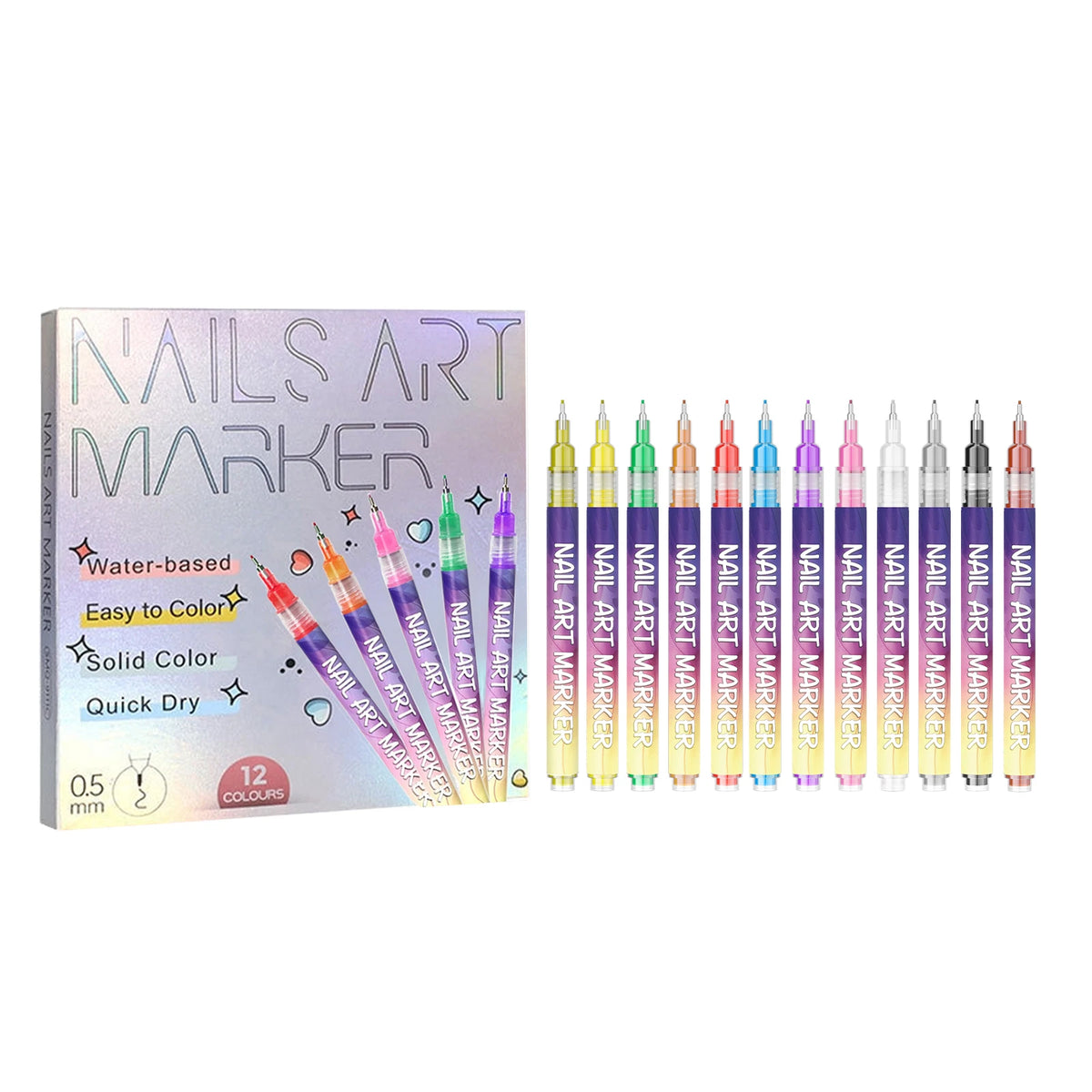 Nail Art Pens — Fine & Rounded Tip Duo