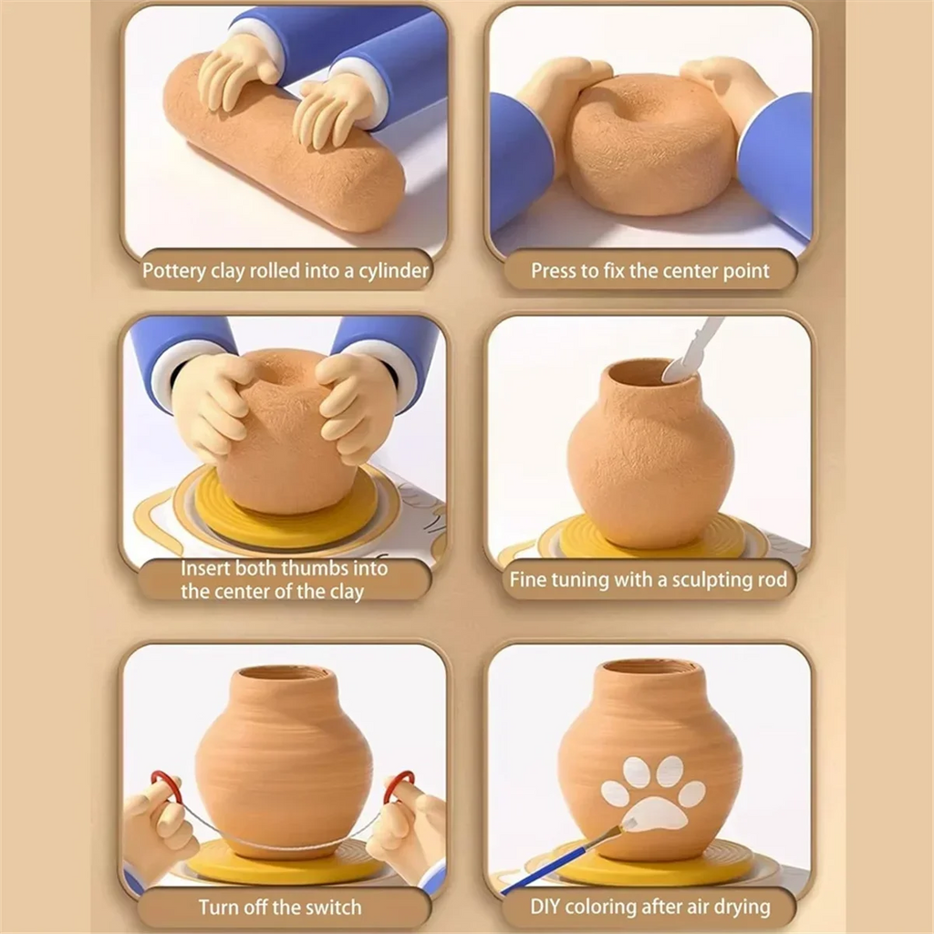 Mini Pottery Wheel for Kids – Cat or Dog Kit