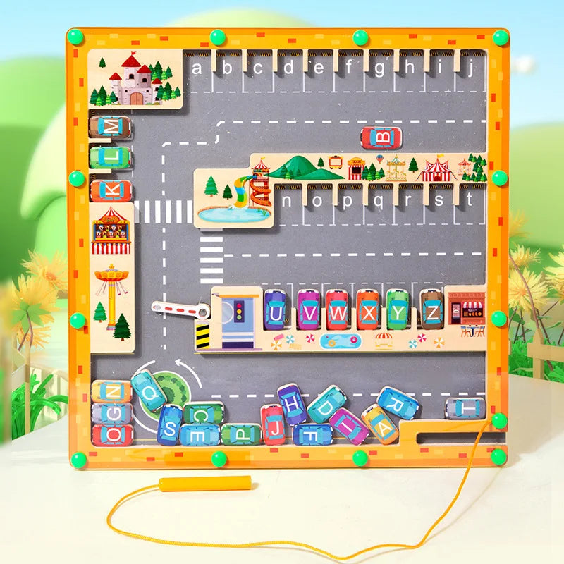 Magnetic Alphabet Parking Maze — Pivoli Toys