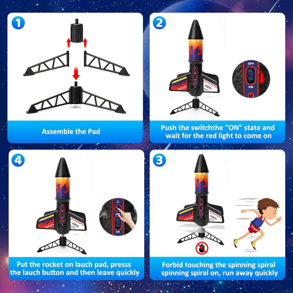 Rocket Launcher Toy – Motorised Rocket & Parachute