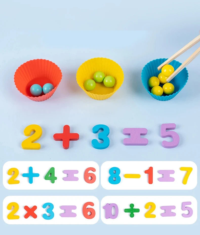 Colour Sorting Toy – Wooden Beads & Bowls