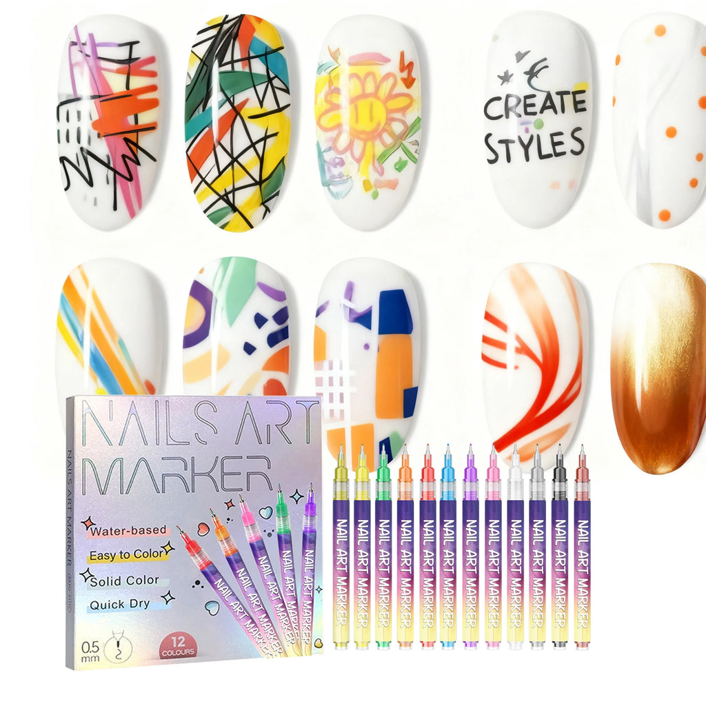 Nail Art Pens — Fine & Rounded Tip Duo