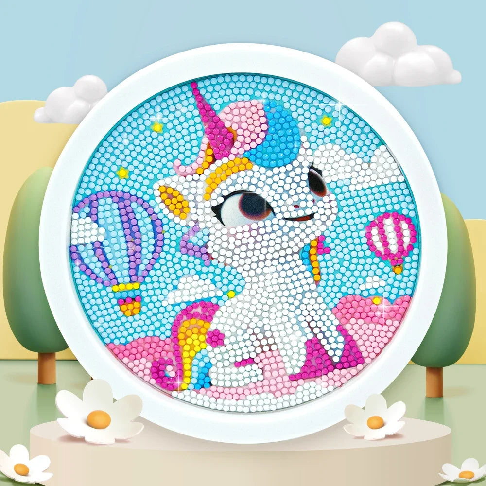 Unicorn Diamond Painting Kit with Round Frame