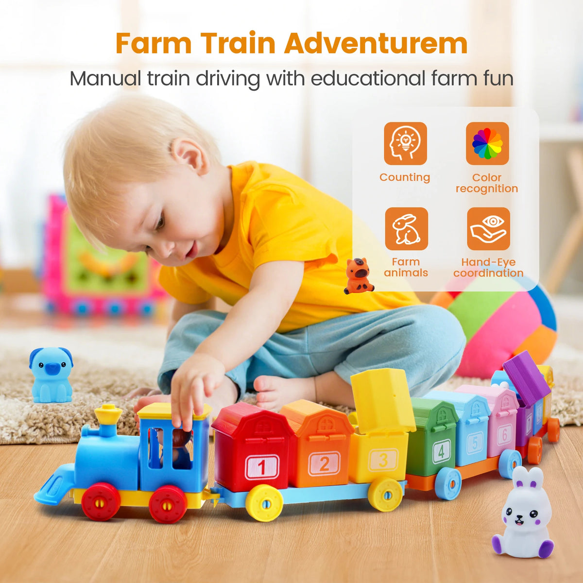 Farm Train Sorting & Locking Set — Pivoli Toys — product image 2