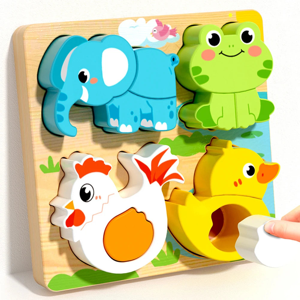 Wooden Puzzle Board – Animals & Vehicles