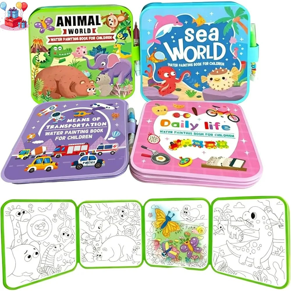 Reusable Water Colouring Book with Pen