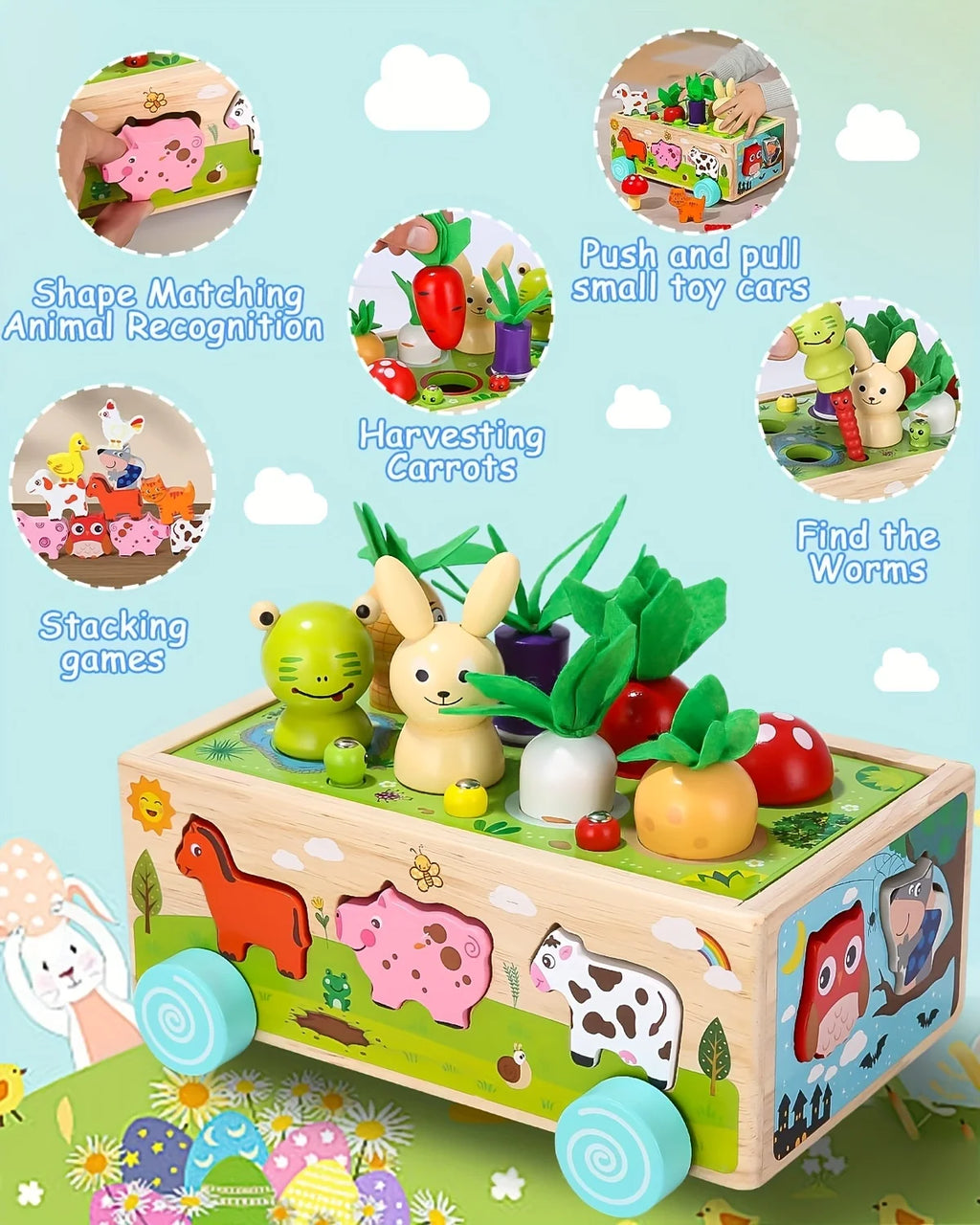 Wooden Farm Harvest Activity Cart — Pivoli Toys — product image 5