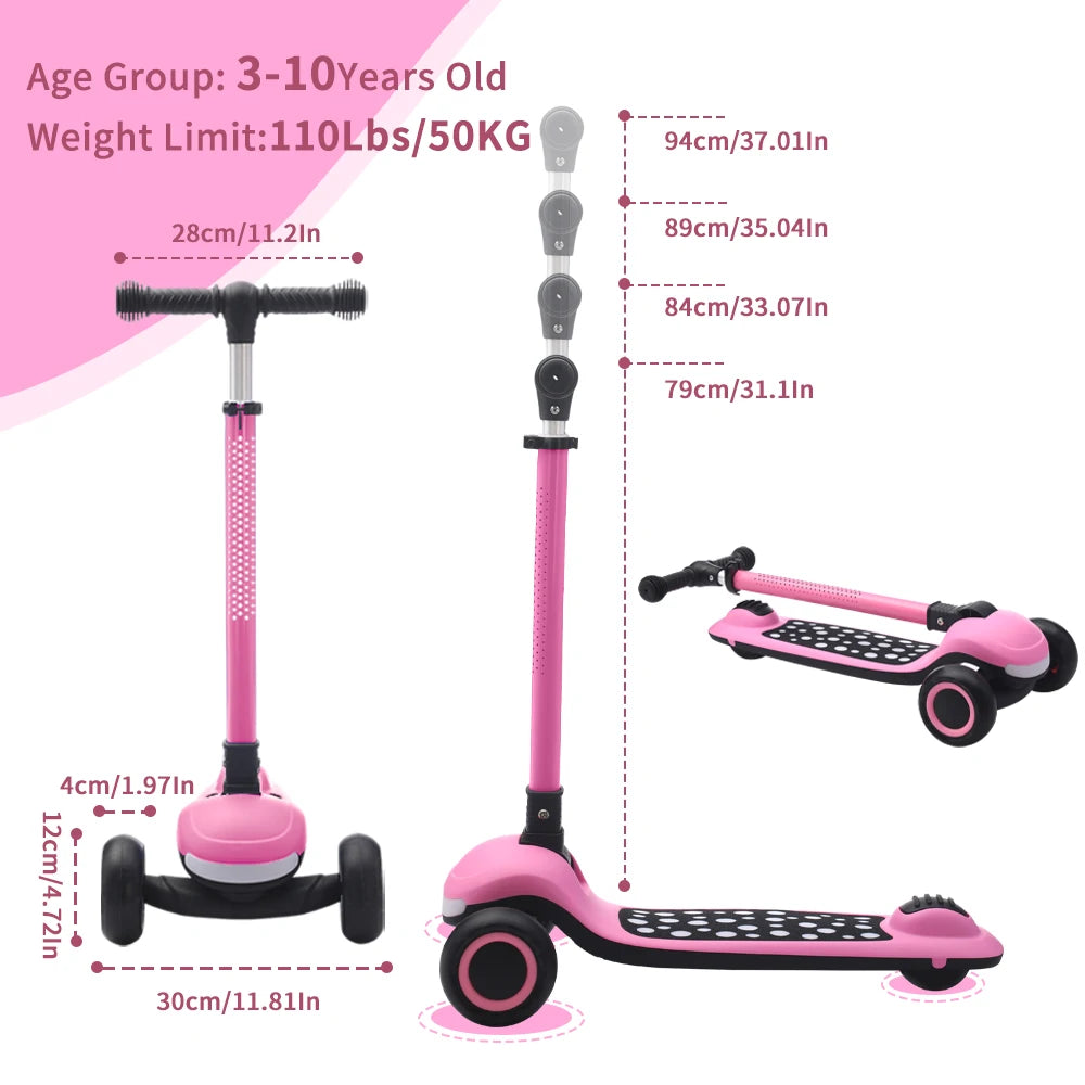 Kids' 3-Wheel Light-Up Folding Scooter