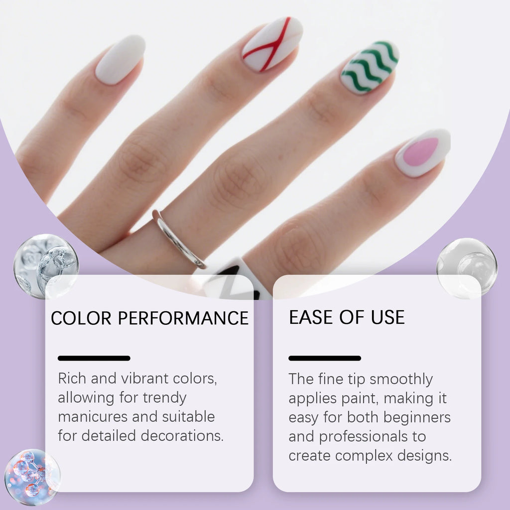 Nail Art Pens — Fine & Rounded Tip Duo