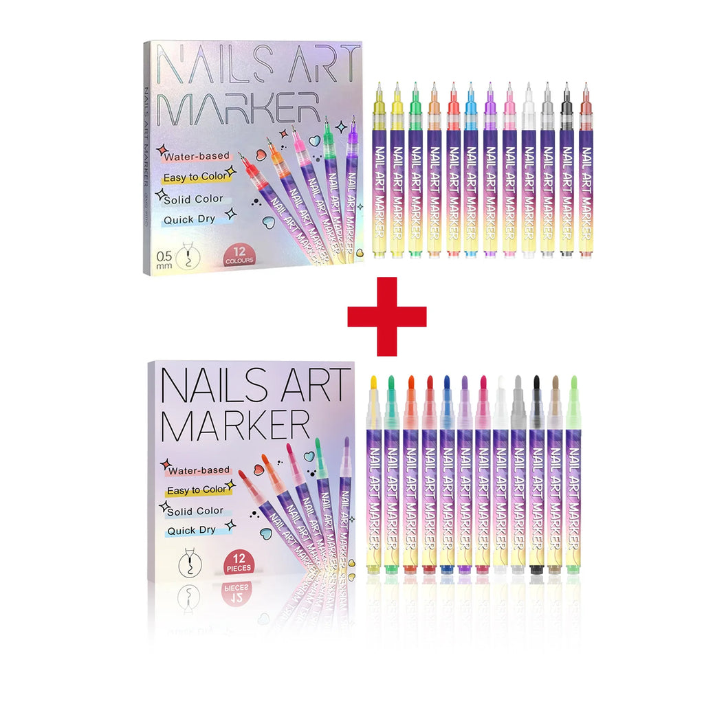 Nail Art Pens — Fine & Rounded Tip Duo