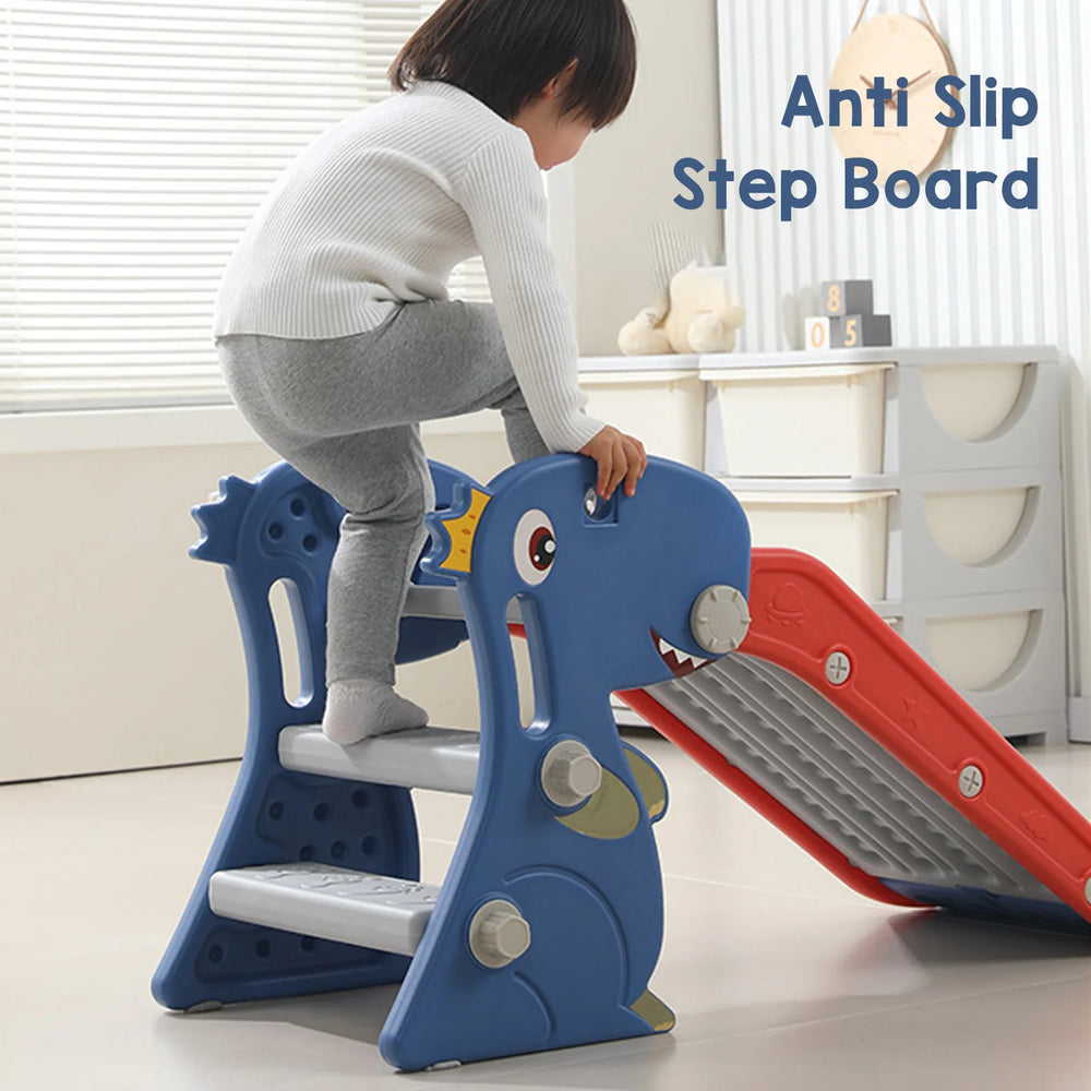 Indoor Dinosaur Slide with Basketball Hoop