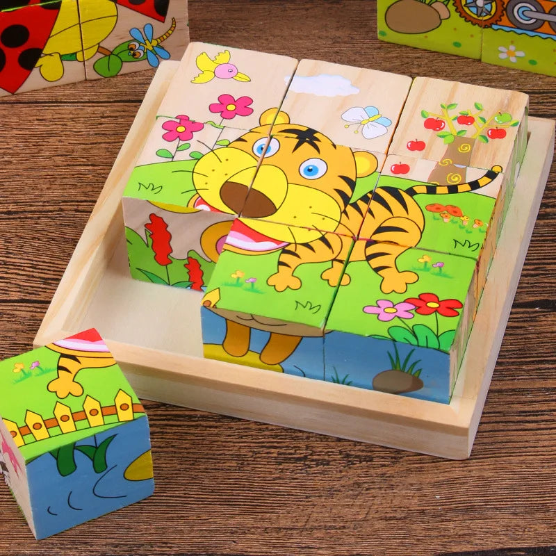 Wooden Cube Puzzle – 6 Pictures & 9 Themes