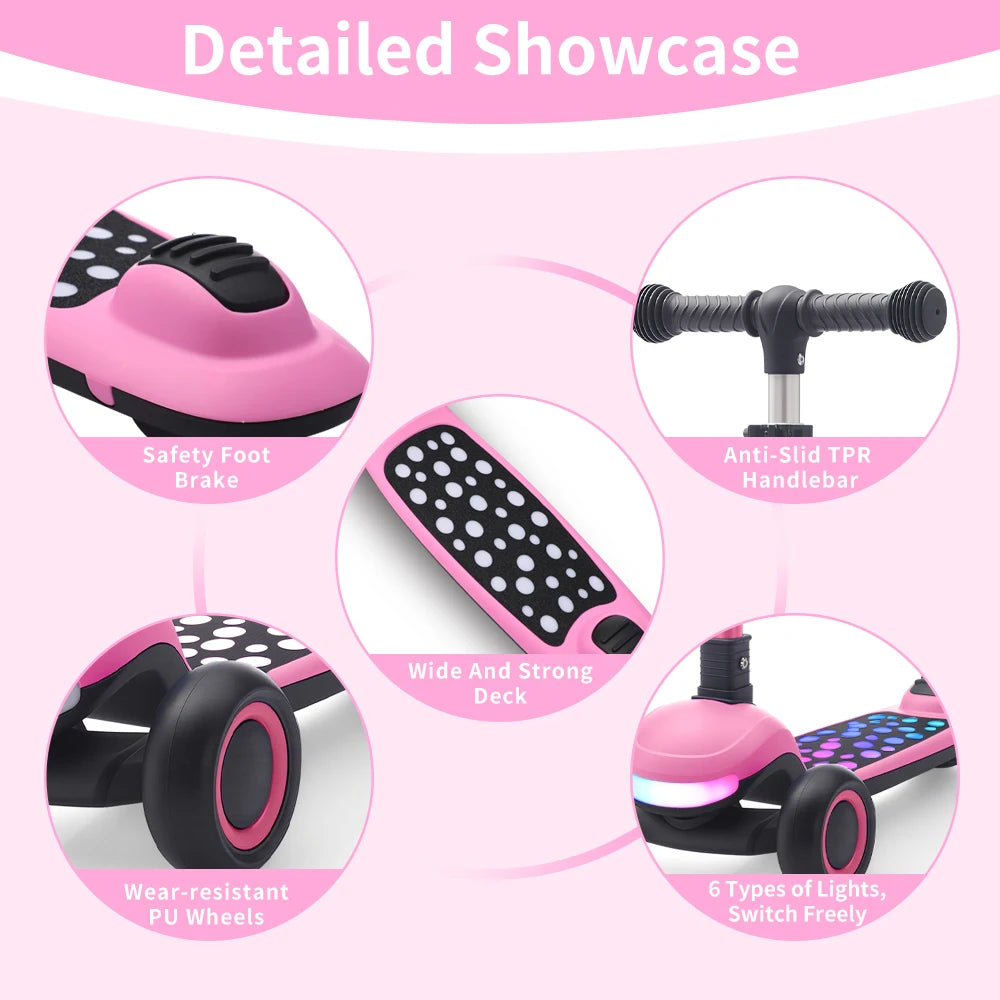 Kids' 3-Wheel Light-Up Folding Scooter