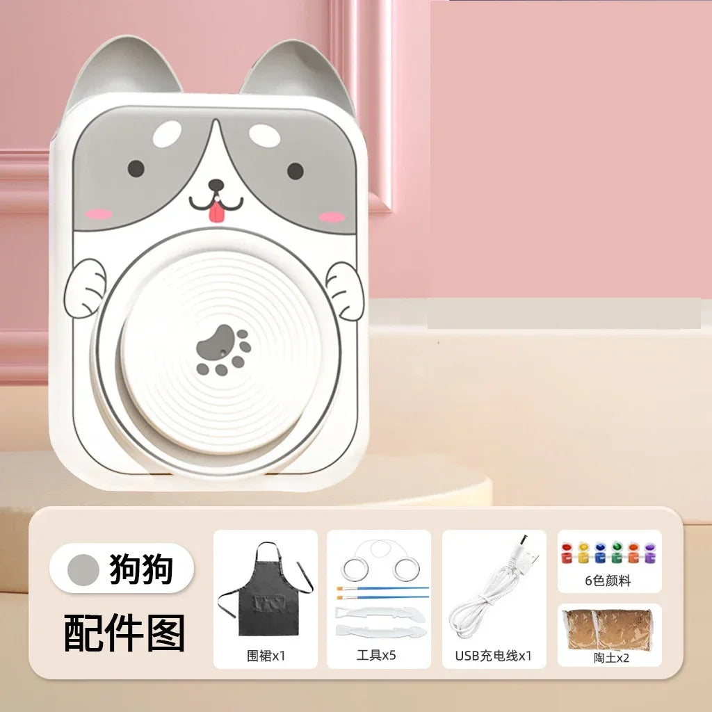 Mini Pottery Wheel for Kids – Cat or Dog Kit