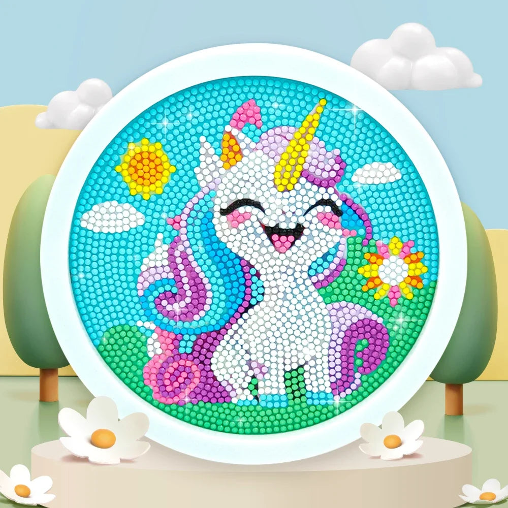 Unicorn Diamond Painting Kit with Round Frame