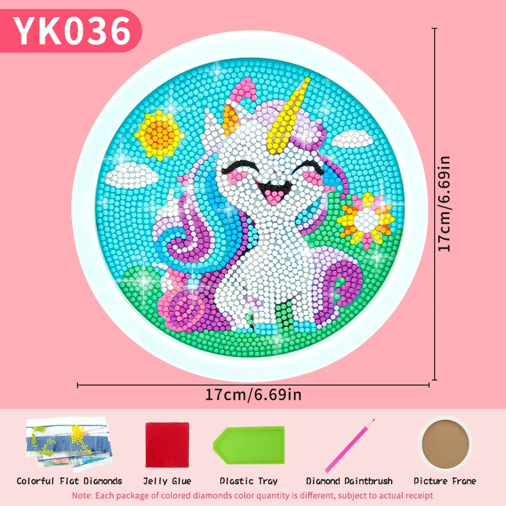 Unicorn Diamond Painting Kit with Round Frame