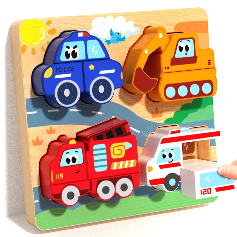 Wooden Puzzle Board – Animals & Vehicles