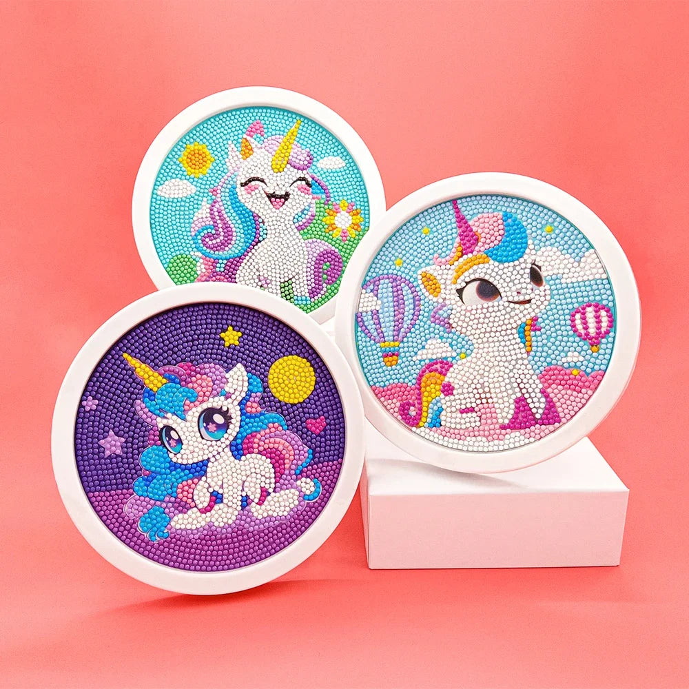 Unicorn Diamond Painting Kit with Round Frame