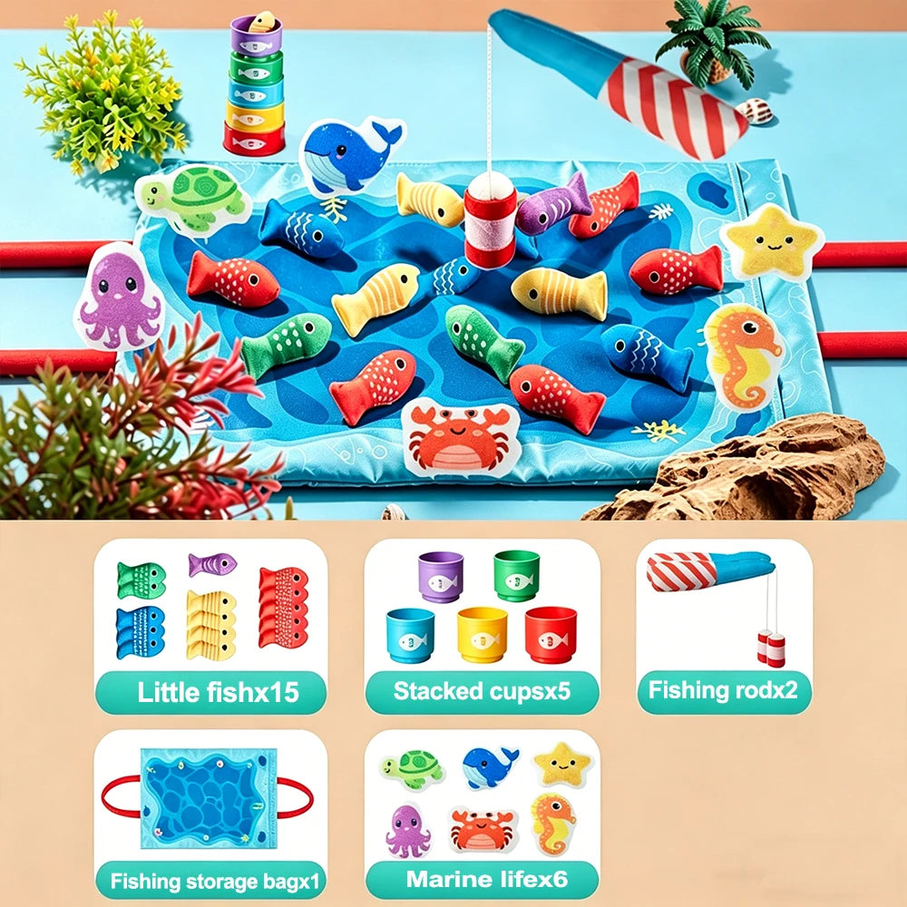 Fabric Fishing Game with Ocean Play Mat