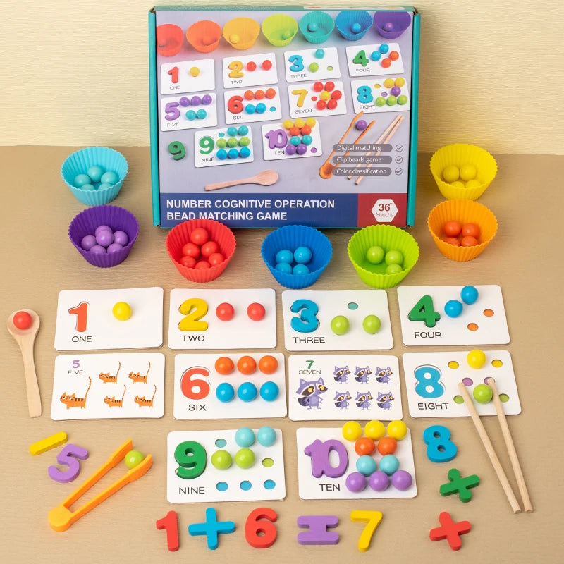 Colour Sorting Toy – Wooden Beads & Bowls