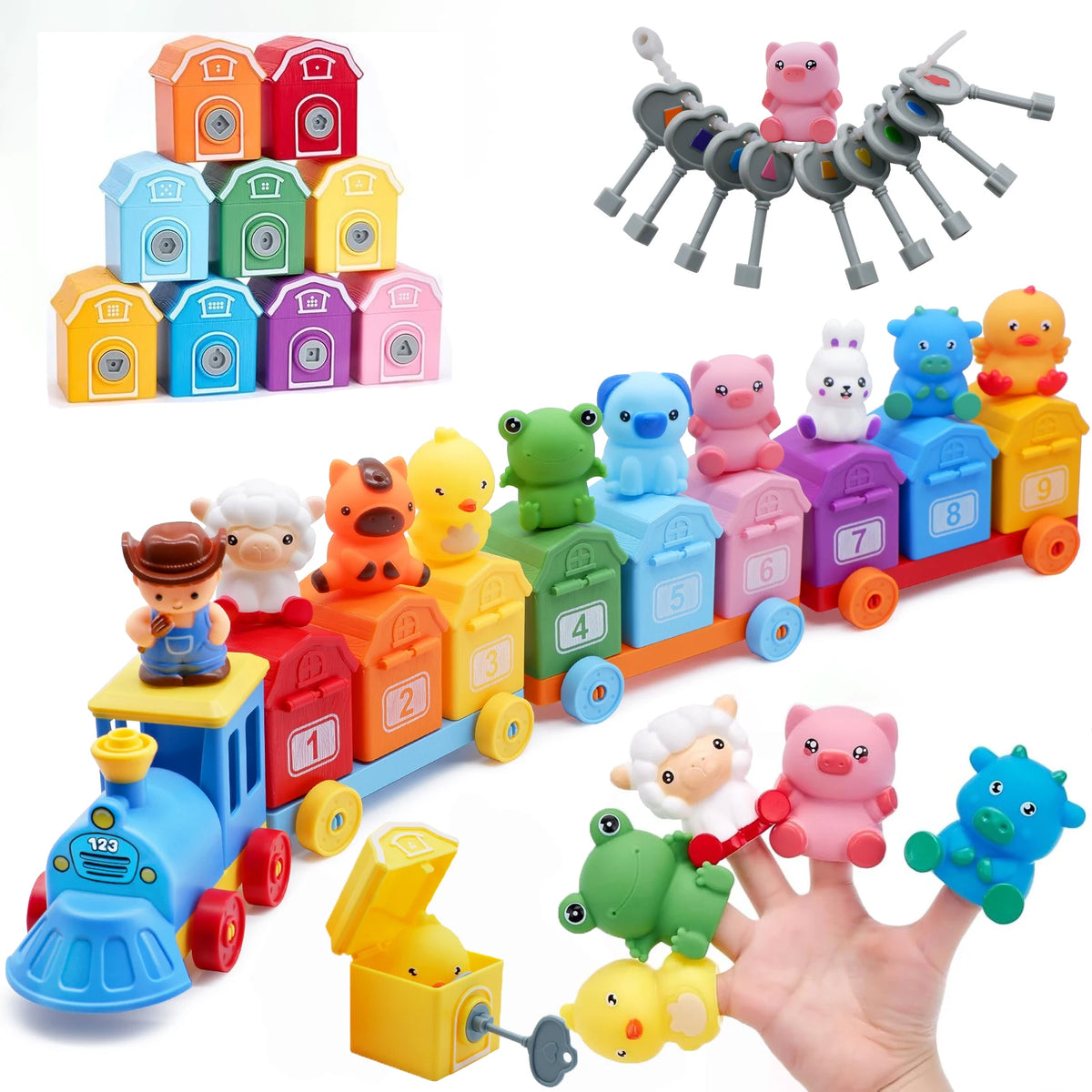 Farm Train Sorting & Locking Set — Pivoli Toys
