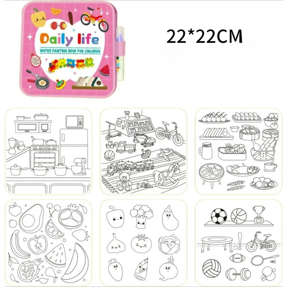 Reusable Water Colouring Book with Pen