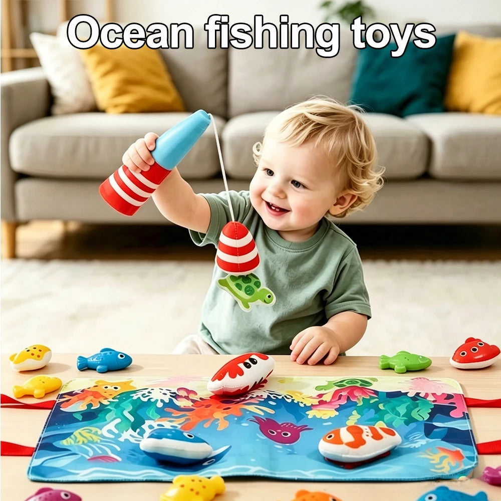 Fabric Fishing Game with Ocean Play Mat
