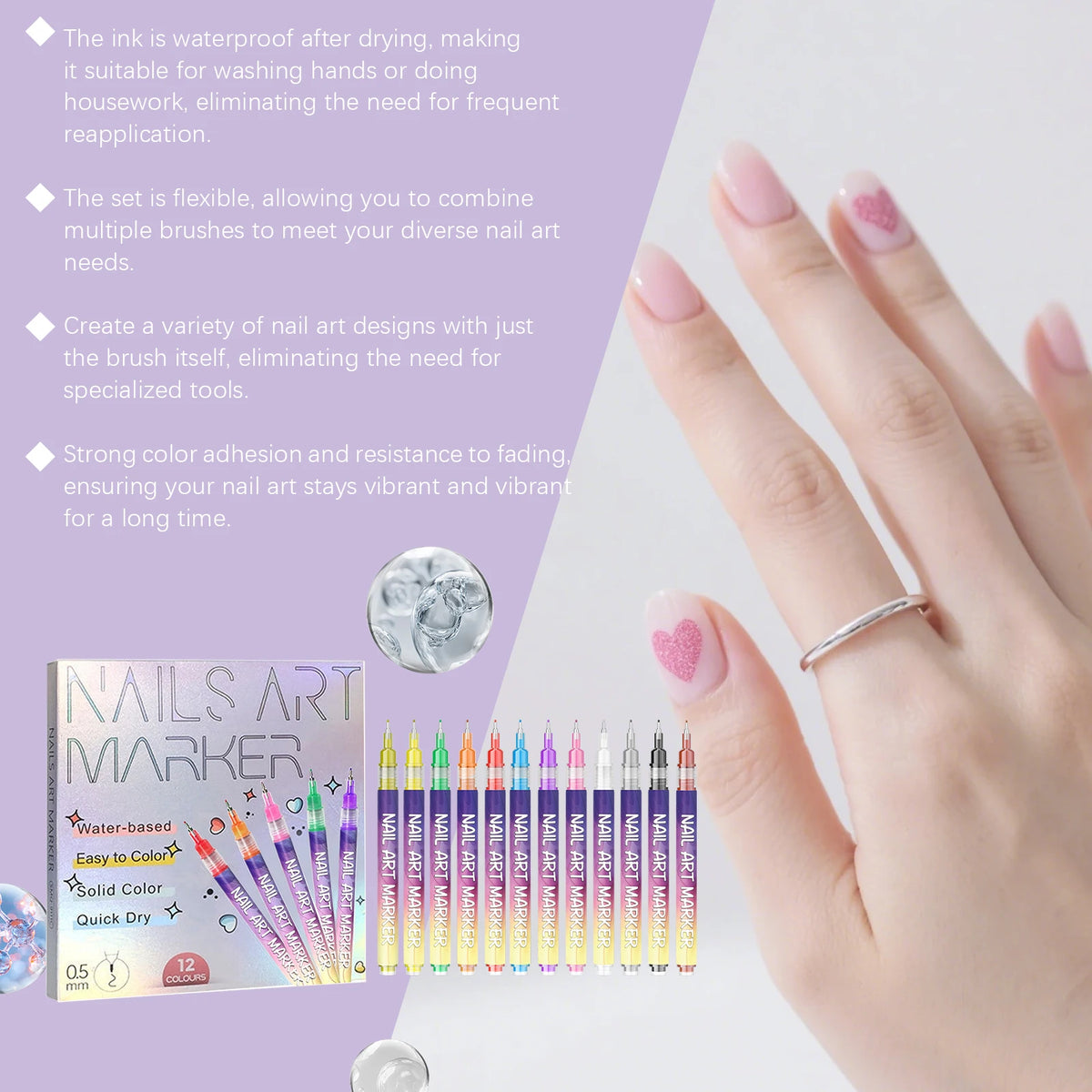 Nail Art Pens — Fine & Rounded Tip Duo