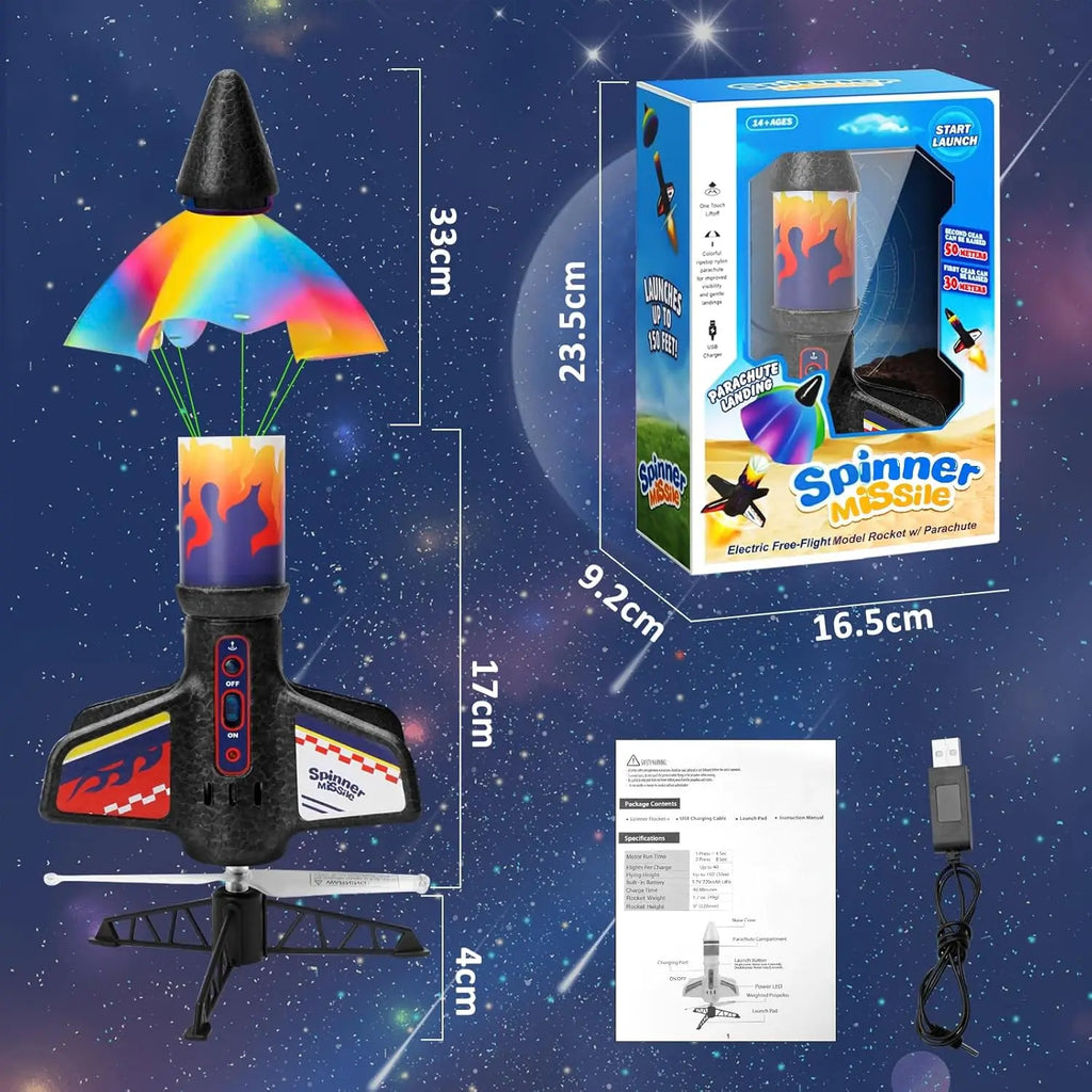Rocket Launcher Toy – Motorised Rocket & Parachute