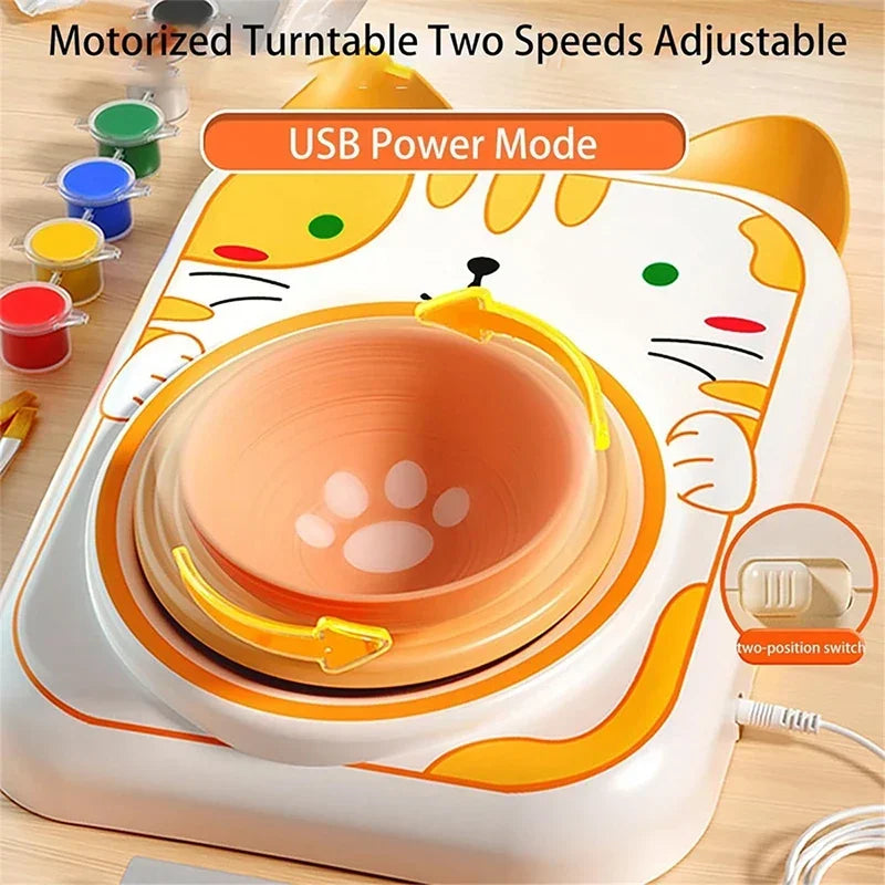 Mini Pottery Wheel for Kids – Cat or Dog Kit